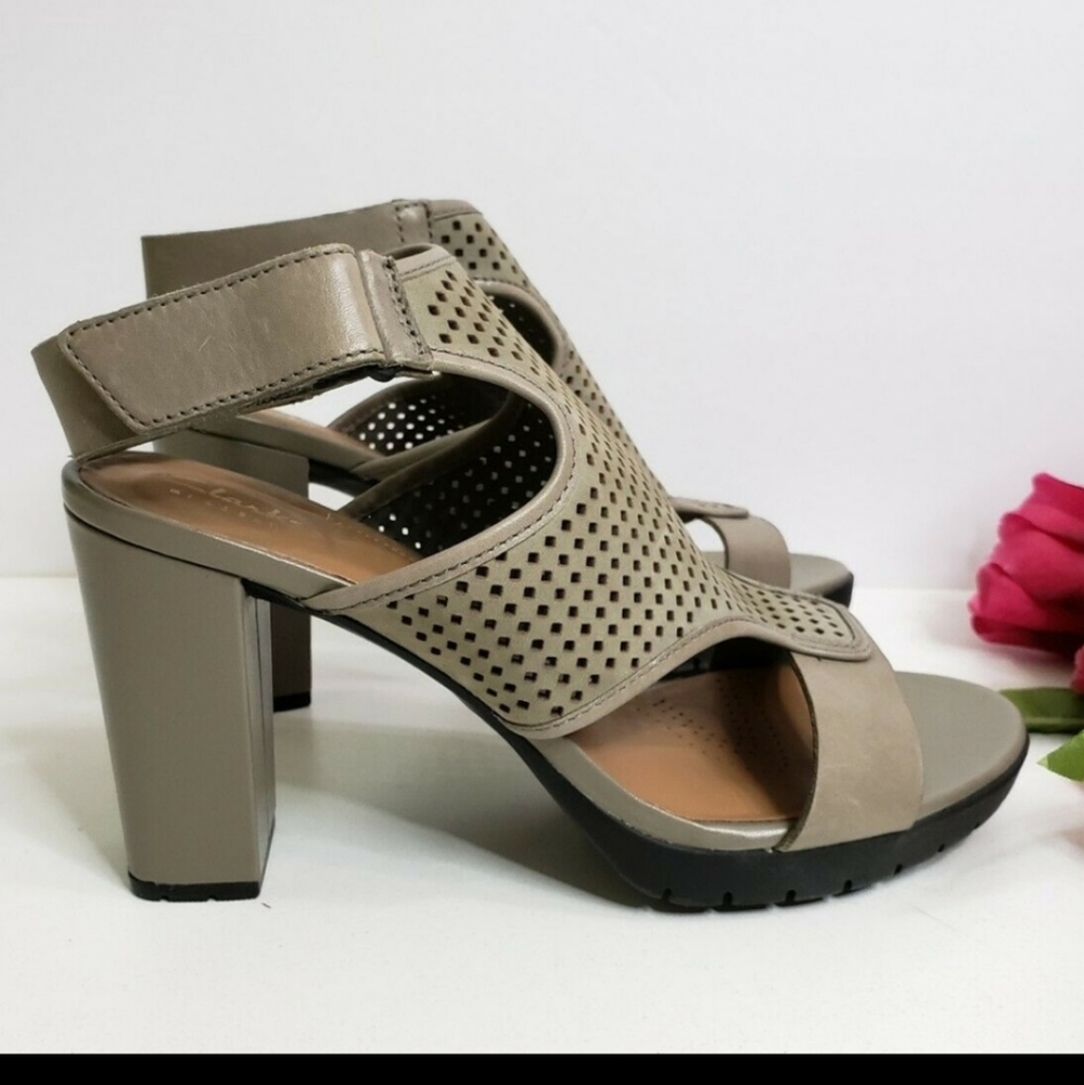 Clarks Pastina Lima Olive ankle‎ strap heels